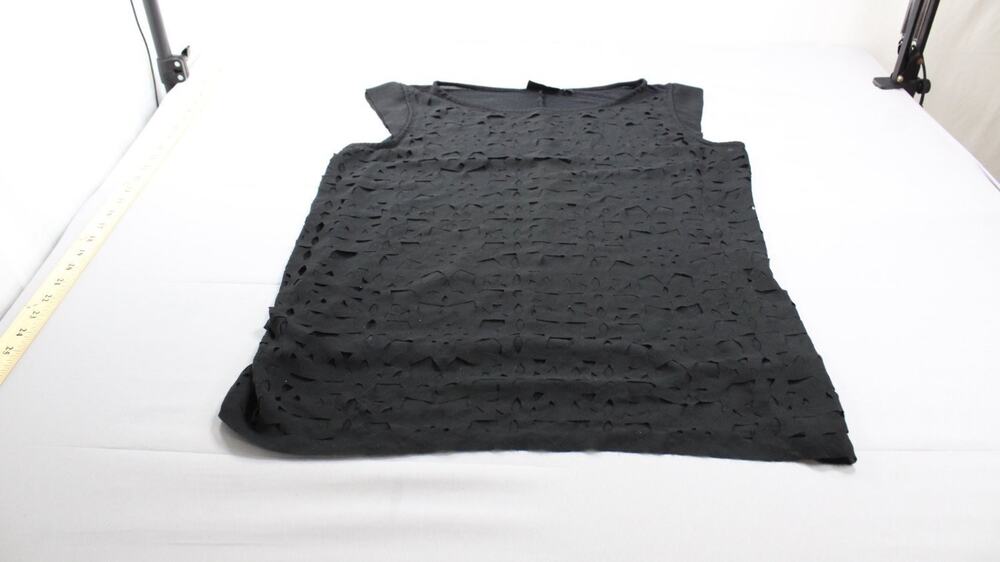 Apt. 9 Blouse Womens L Black Geometric Sleeveless Cutout Cut Out